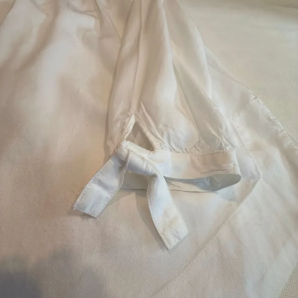 Crown & Ivy White Long Sleeve Pop Over Top Button V Neck Loose Flattering Fit - Picture 14 of 16